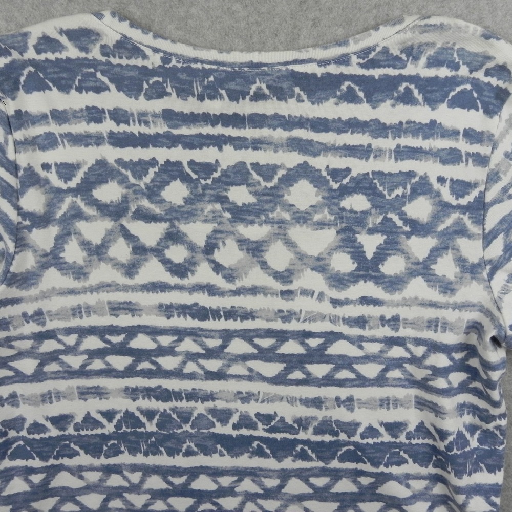 Chico's Shirt Top Womens 3 Casual Scoop Neck Tee Blue Patterned Short Sleeve - Picture 8 of 8